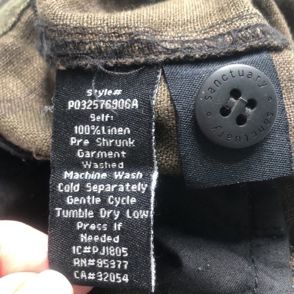 Sanctuary by Anthropologie Linen Relaxed Fit Camo Cargo Pants Size 25 - Picture 5 of 16